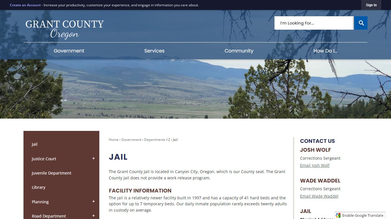 Jail | Grant County, OR